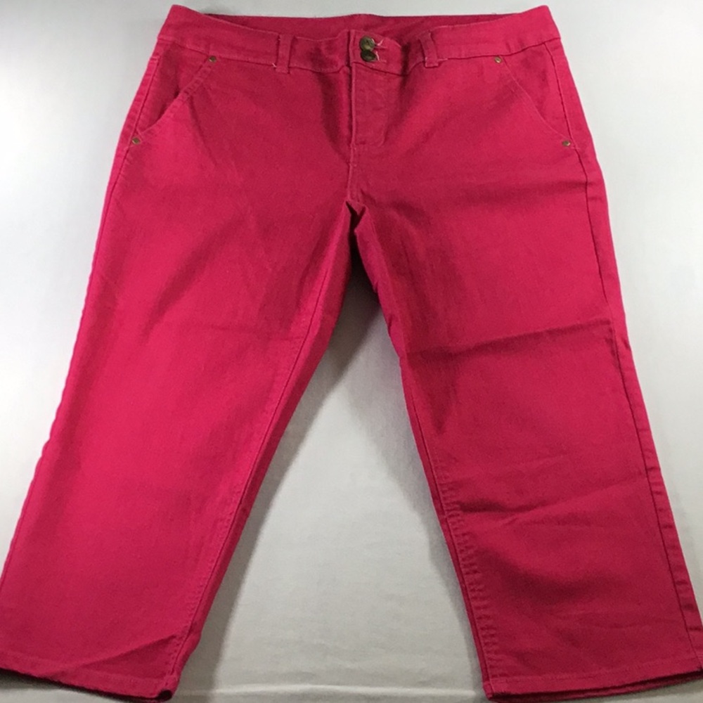 Style‎ & Co Y2K Hot Pink Denim Capris Hyper-Feminine Barbiecore Size10
